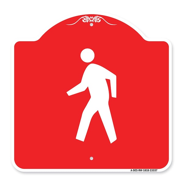 Signmission Designer Series Pedestrian Crossing, Red & White Aluminum Sign, 18" x 18", RW-1818-23337 A-DES-RW-1818-23337 - main